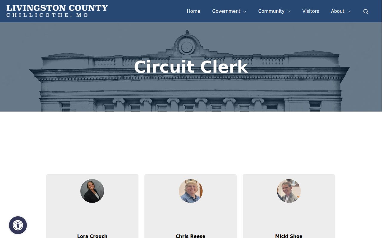 Livingston County case search source showing the Circuit Clerk page