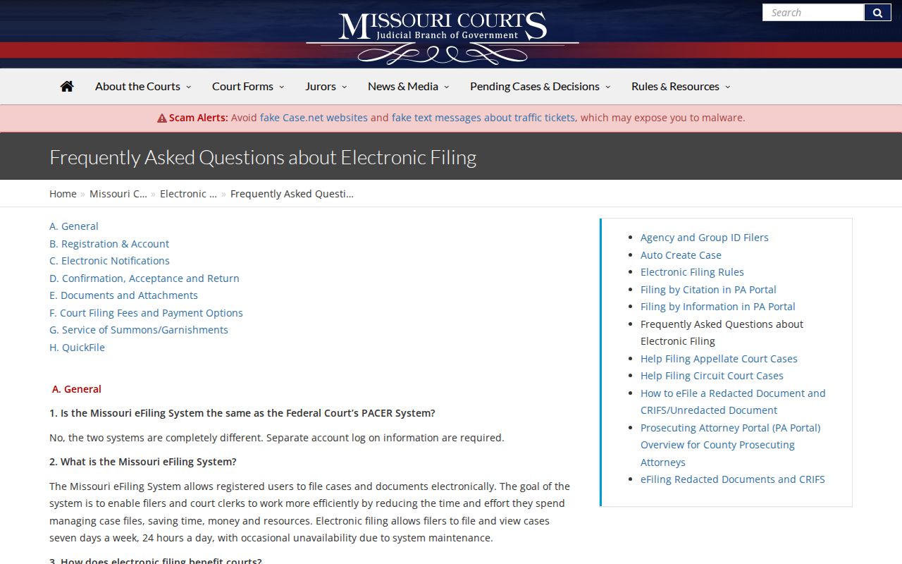 Livingston County civil docket Missouri eFiling information