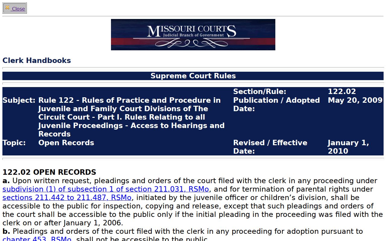 Wheeling court docket Missouri Rule 122 access material